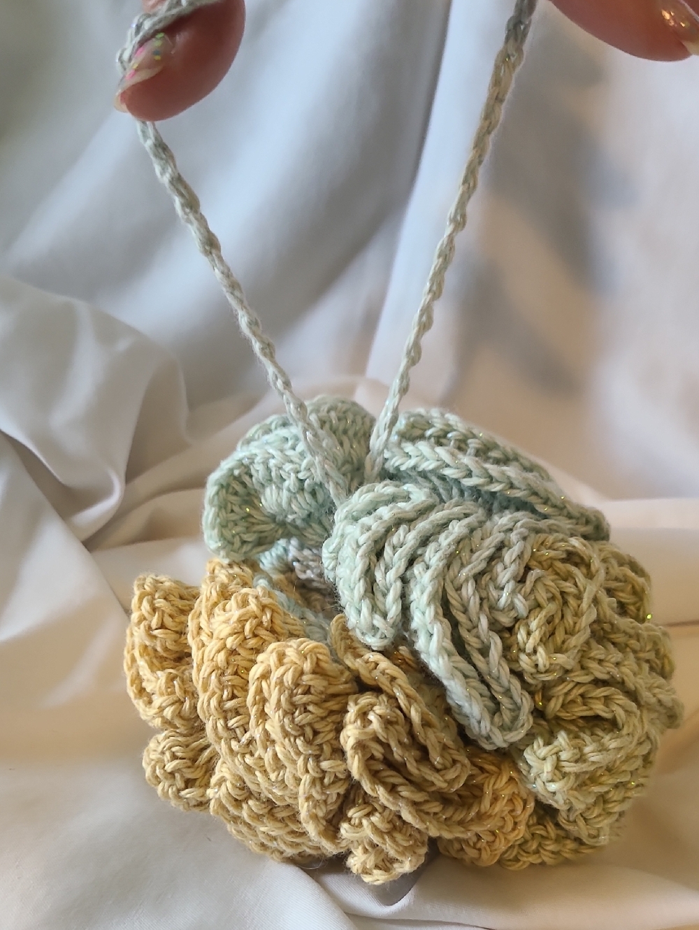 Handmade Crochet Exfoliating Bath Pouf By Grey Dove Creations NWOT